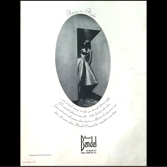 1951 Original Henri Bendel Fancy in Flight Dress Vintage Luxury Advertisement - Picture 1 of 1